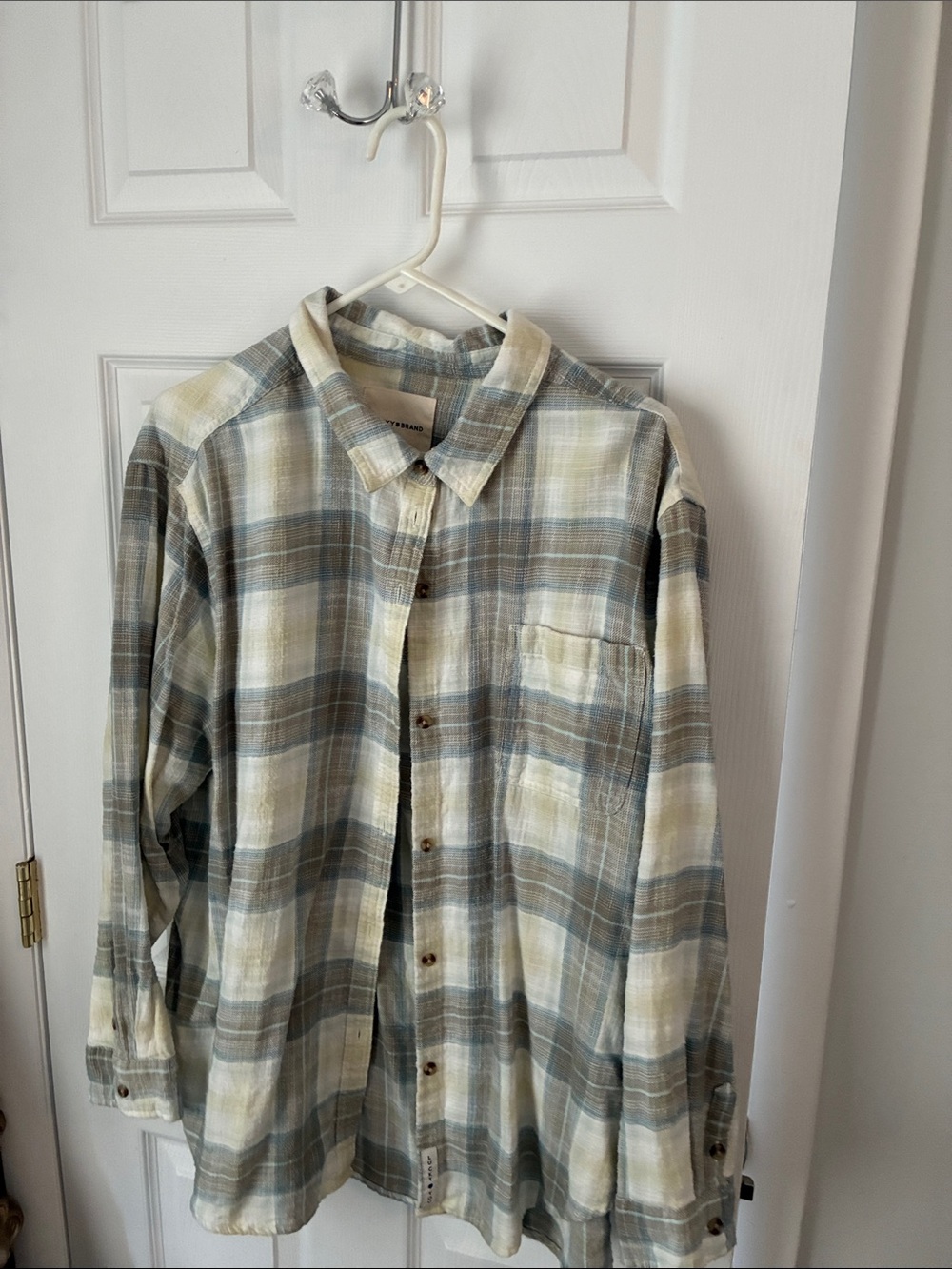 Lucky Brand Women's Plaid Button-Down Shirt in Cream, Gray & Blue